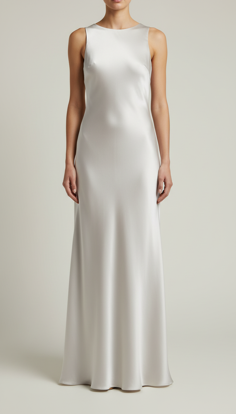 Silk Crepe Column Gown